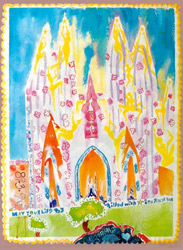 Water color on rag paper dimensions 22x28 inches May you always have stars to reach for with illuminated sillouettes painted on the Cathedral in Barcelona Spain